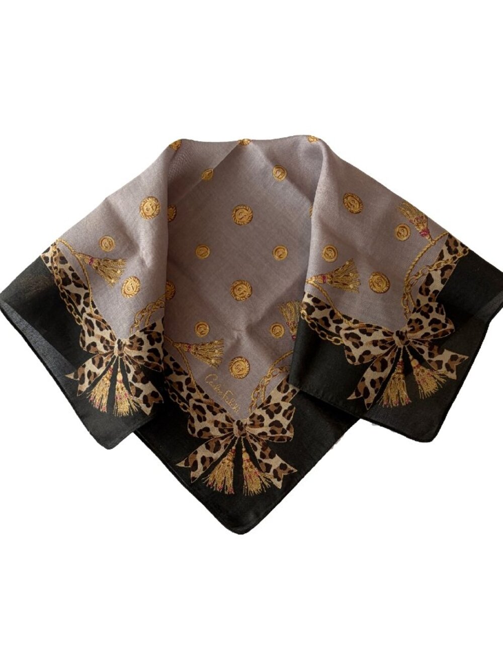 Vintage Carlos Falchi Leopard Bow Chain Scarf 18"